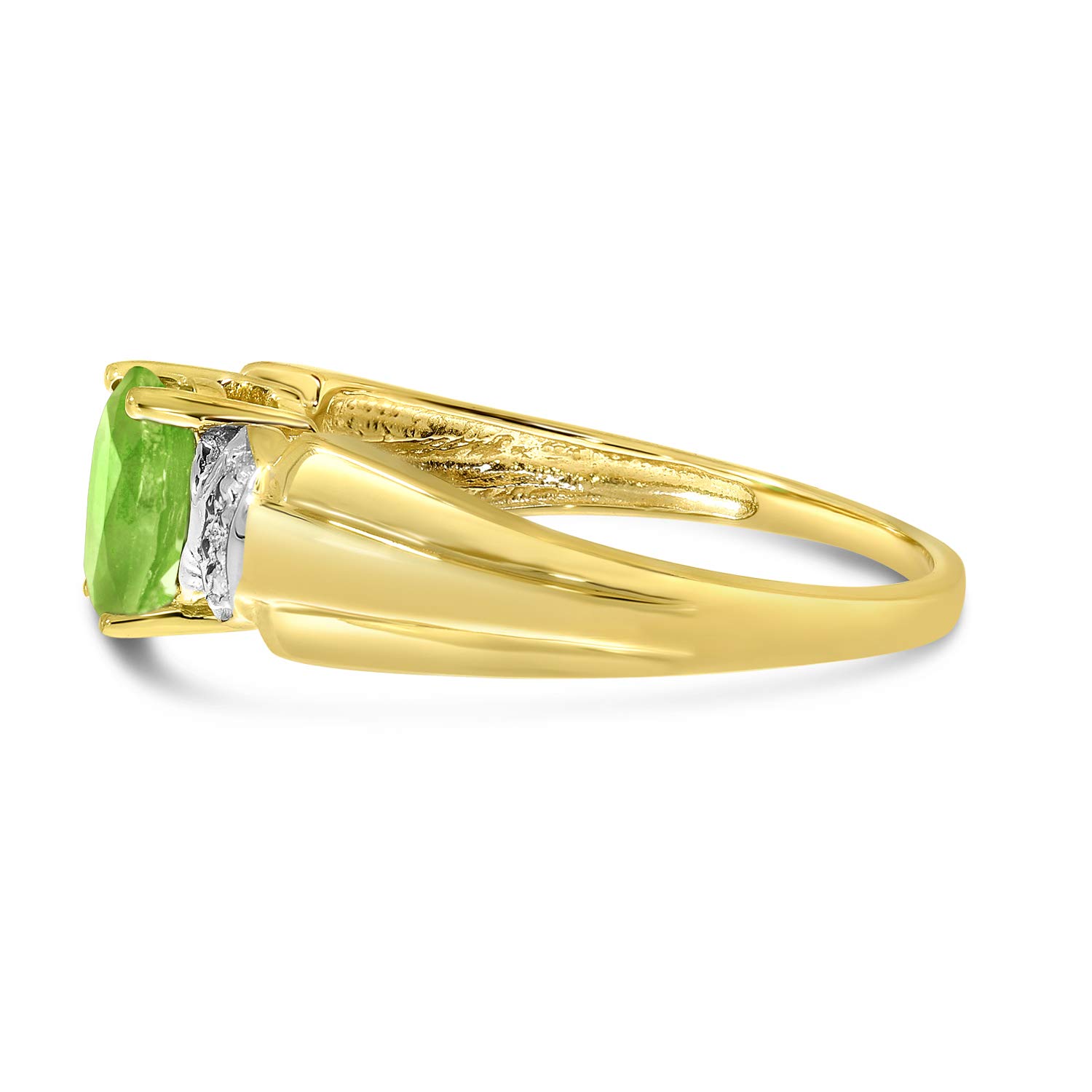 10K Yellow Gold Oval Peridot & Diamond Ring for Women - Elegant Birthstone Jewelry Gift for Anniversary, Engagement & Special Occasions