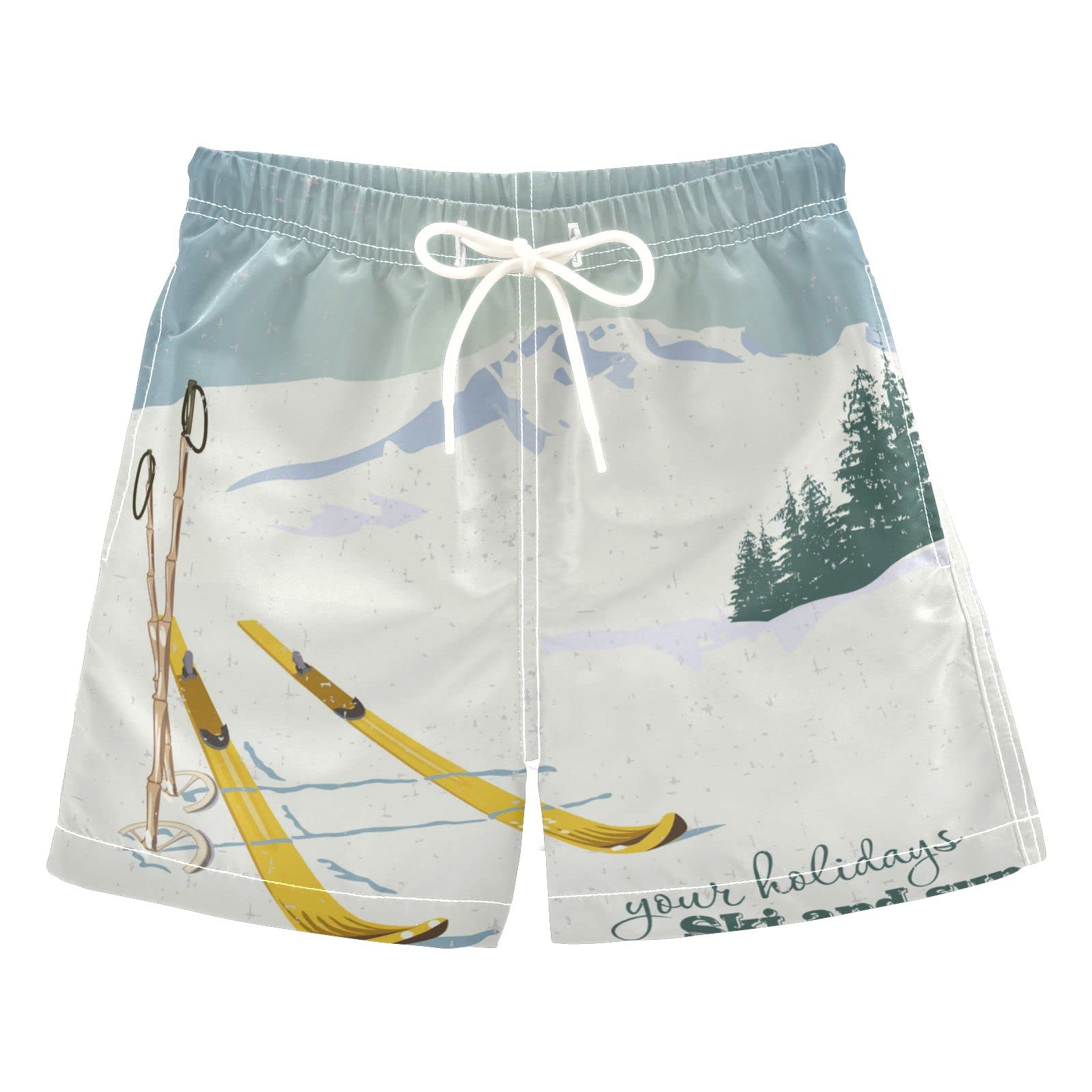 Boys Mountain & Ski Swim Trunks - Quick Dry Board Shorts for Beach, Surf & Snow - Essential Hawaii Swimwear for Outdoor Adventures