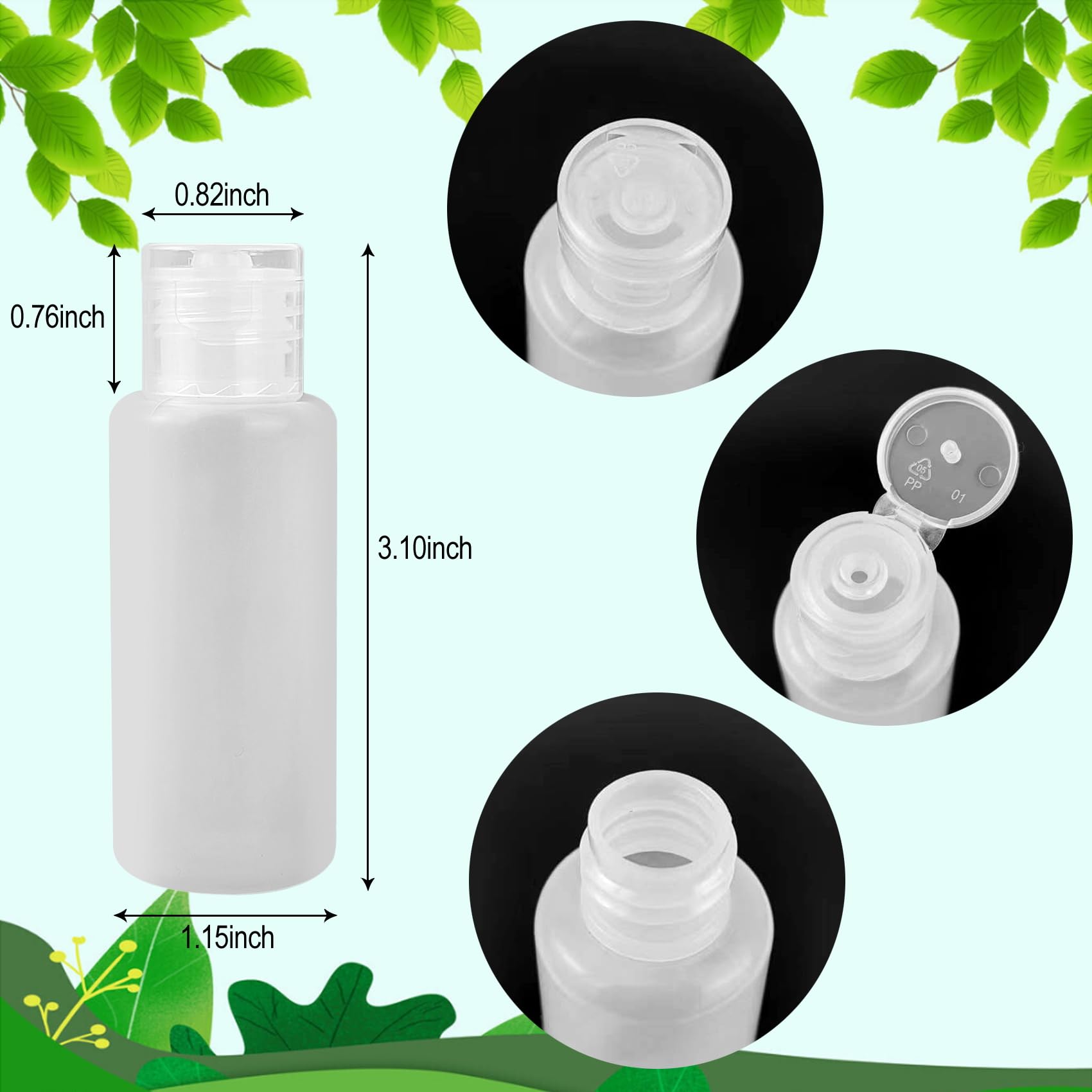 2 Pack 1oz (30ml) Travel Bottles for Toiletries - Leak Proof Mini Lotion Containers, TSA Approved Travel Size Liquid Bottles for Shampoo, Conditioner & Cosmetics - Perfect for Airplane Carry-on, Gym & Vacation Essentials