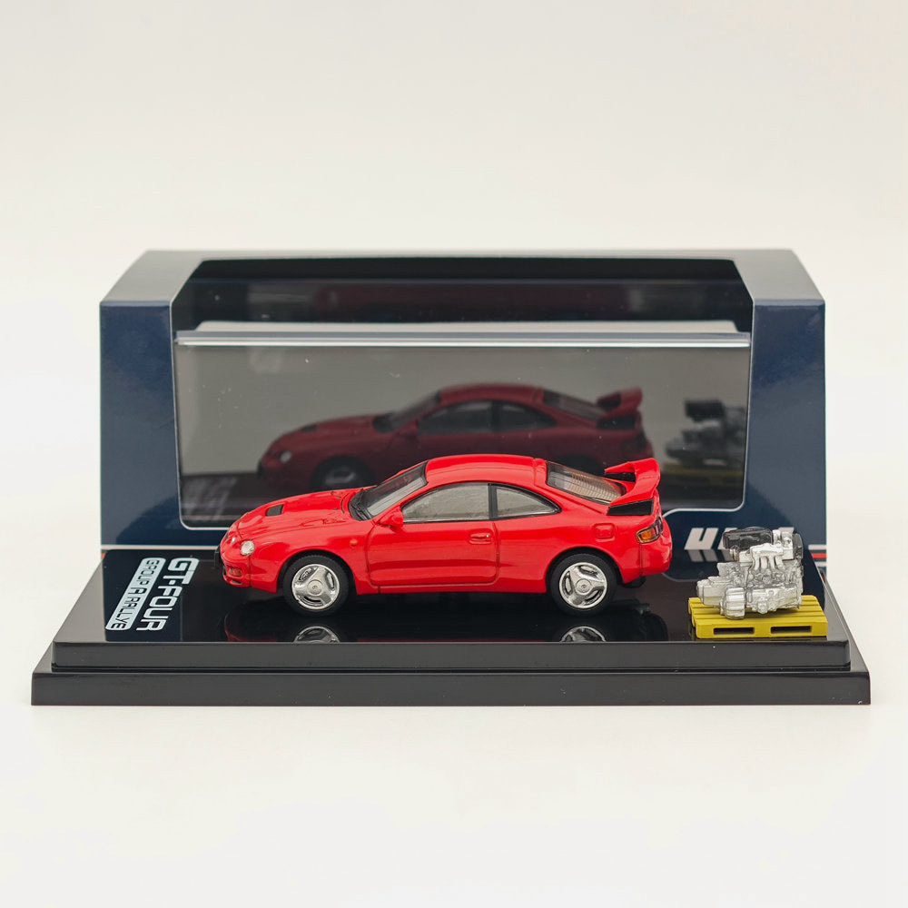 1/64 Scale Toyota Celica GT-Four ST205 WRC Edition Diecast Model Car - Red Collectible with Detailed Engine - Perfect for Car Enthusiasts & Toy Collectors - Great Gift for Racing Fans & Display in Home/Office Collections
