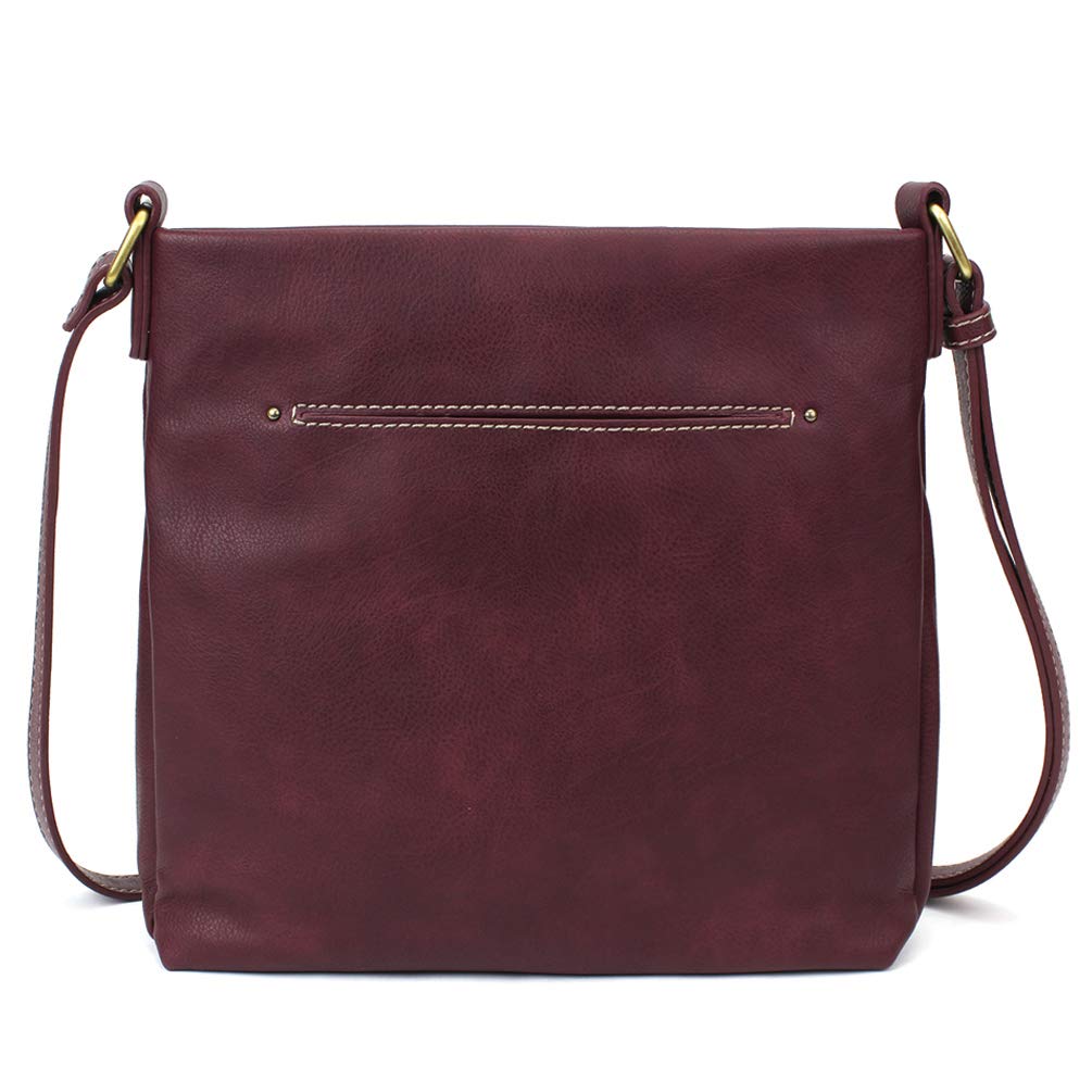 CHALA Laser Cut Crossbody Purse - Faux Leather Plum Handbag for Women | Stylish & Lightweight Everyday Bag for Work, Shopping & Travel