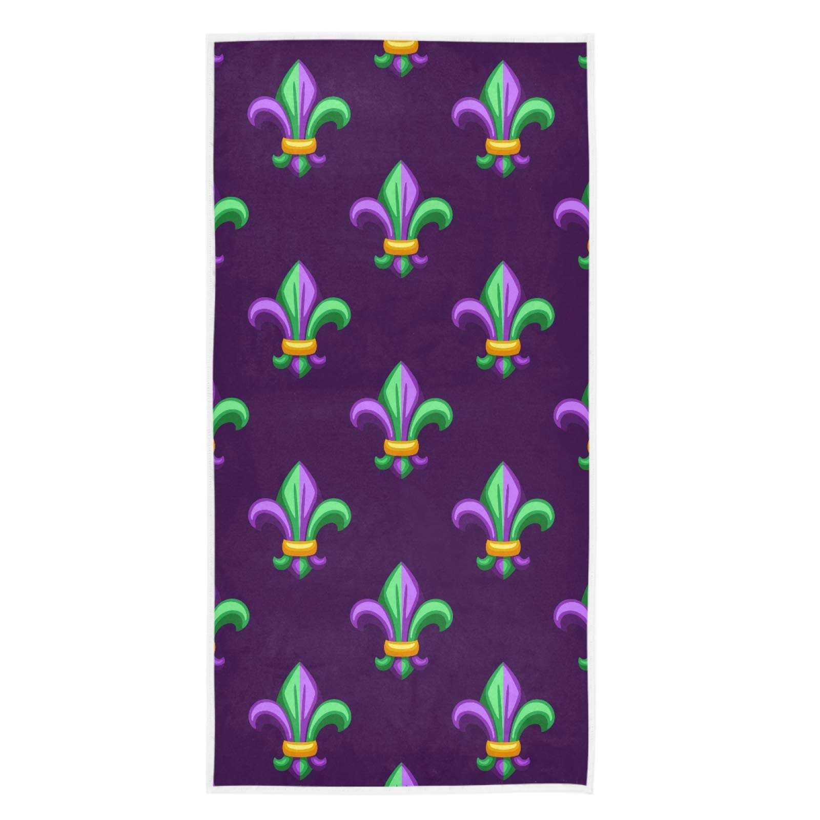 Premium Soft & Absorbent Fleur-De-Lis Mardi Gras Hand Towels - 16x30 Inch Large Multipurpose Bath, Hotel, Gym & Spa Towels for Home Decor & Guest Use - Perfect for Festive Parties, Luxury Bathrooms & Spa Relaxation