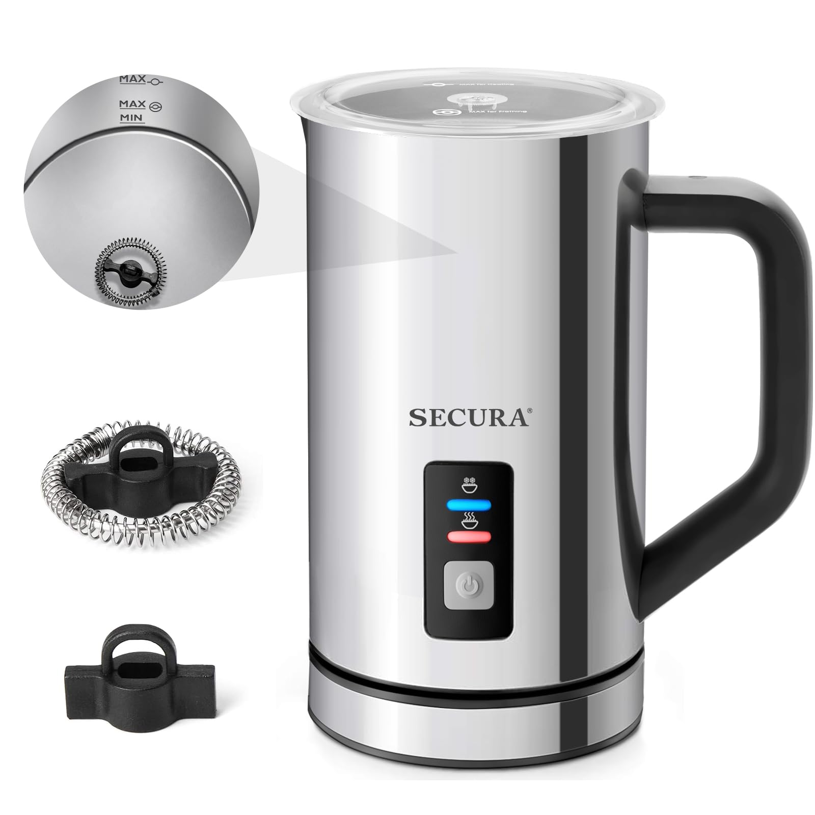 Secura Electric Milk Frother Whisk Replacement Set - Stainless Steel Frothing Wand for Latte, Cappuccino & Hot Chocolate - Perfect for Home Coffee Bar & Cafe Use