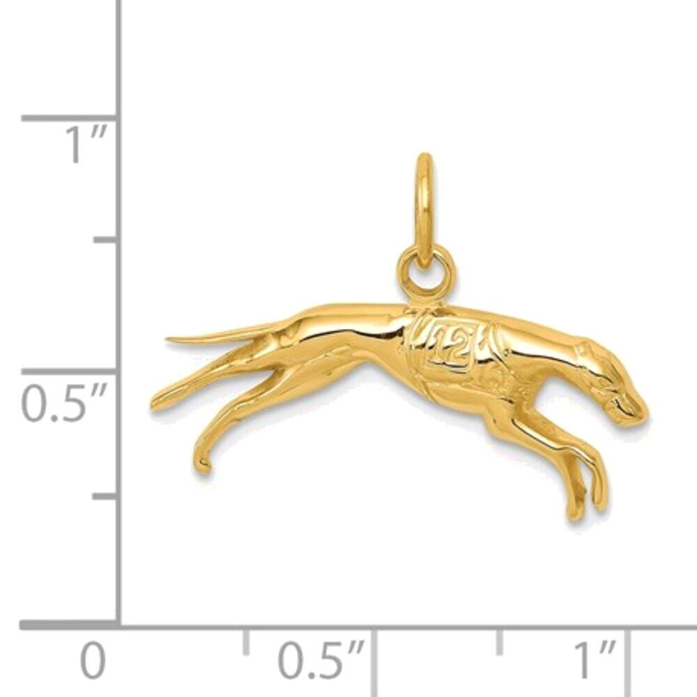 14K Yellow Gold Greyhound Charm Jewelry for Dog Lovers