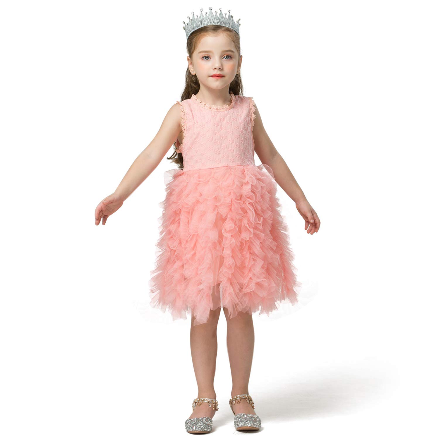 NNJXD Girls Tutu Dress with Tulle Ruffles - Flower Girl Dresses for Weddings, Birthday Parties & Special Occasions | Perfect for Pageants, Photo Shoots & Princess-Themed Events