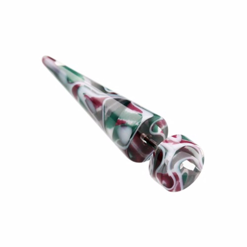 UV Acrylic WildKlass Fake Tapers with Marble Inlay - Sold as Pair - Perfect for Ear Stretching, Costume Jewelry & Alternative Fashion