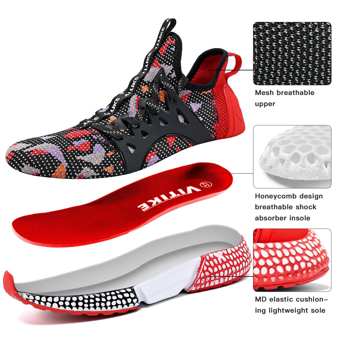 WETIKE Men's/Women's Breathable Mesh Slip-On Running Shoes - Lightweight Comfortable Sneakers for Walking, Jogging & Gym Workouts