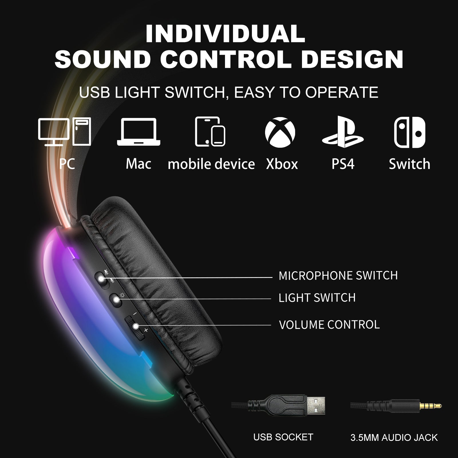 ONIKUMA X25 RGB Gaming Headset with Noise Cancelling Mic - 7.1 Surround Sound for PC, PS4, PS5, Xbox - Comfortable Over-Ear Headphones for Gaming, Streaming & Music (Perfect for Esports & Late-Night Gaming)