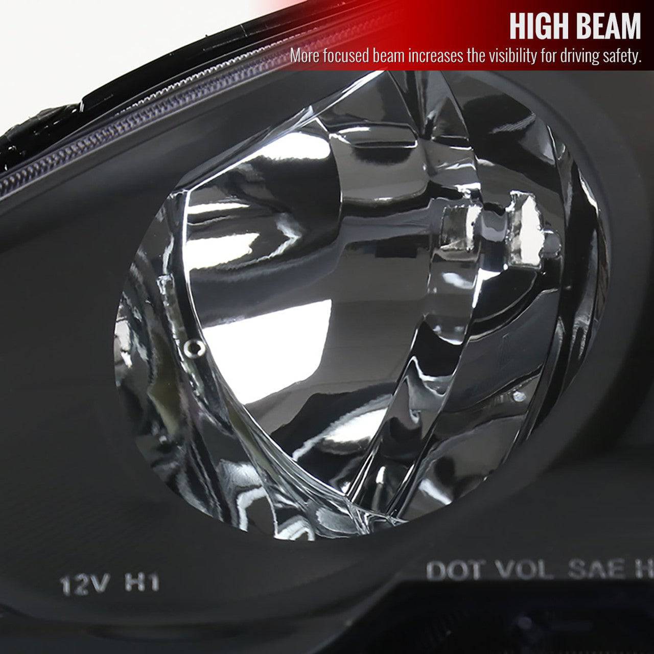 2002-2004 Acura RSX Headlight Housing Kit - Matte Black Housing with Clear Lens & Amber Reflectors | Factory Style Replacement Headlights for Improved Night Visibility