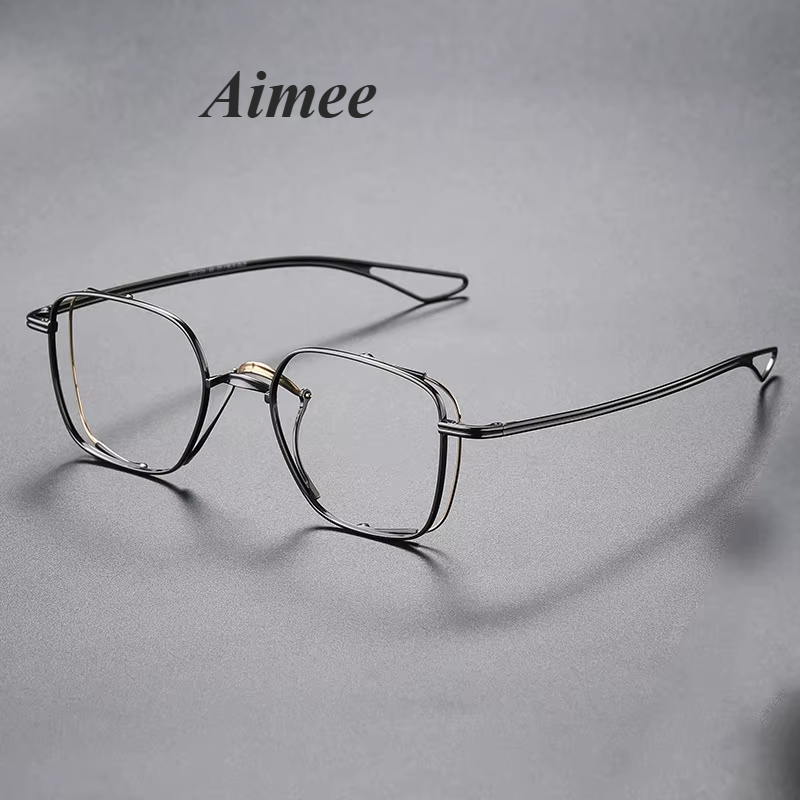 Aimee Unisex Full Rim Square Double Bridge Titanium Eyeglasses 842124 - Lightweight Durable Frame for Reading, Work & Fashion - Perfect for Office, Home & Outdoor Activities