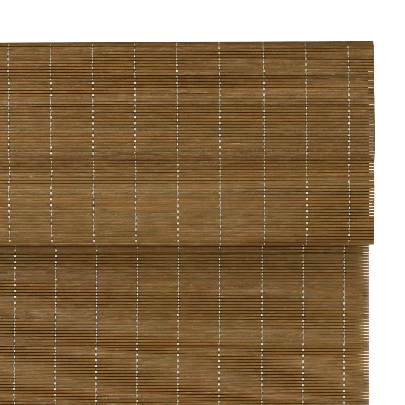 Sybil Bamboo Roman Shade in Cinnamon - Natural Wood Window Treatment for Living Room & Bedroom - Light Filtering & Privacy