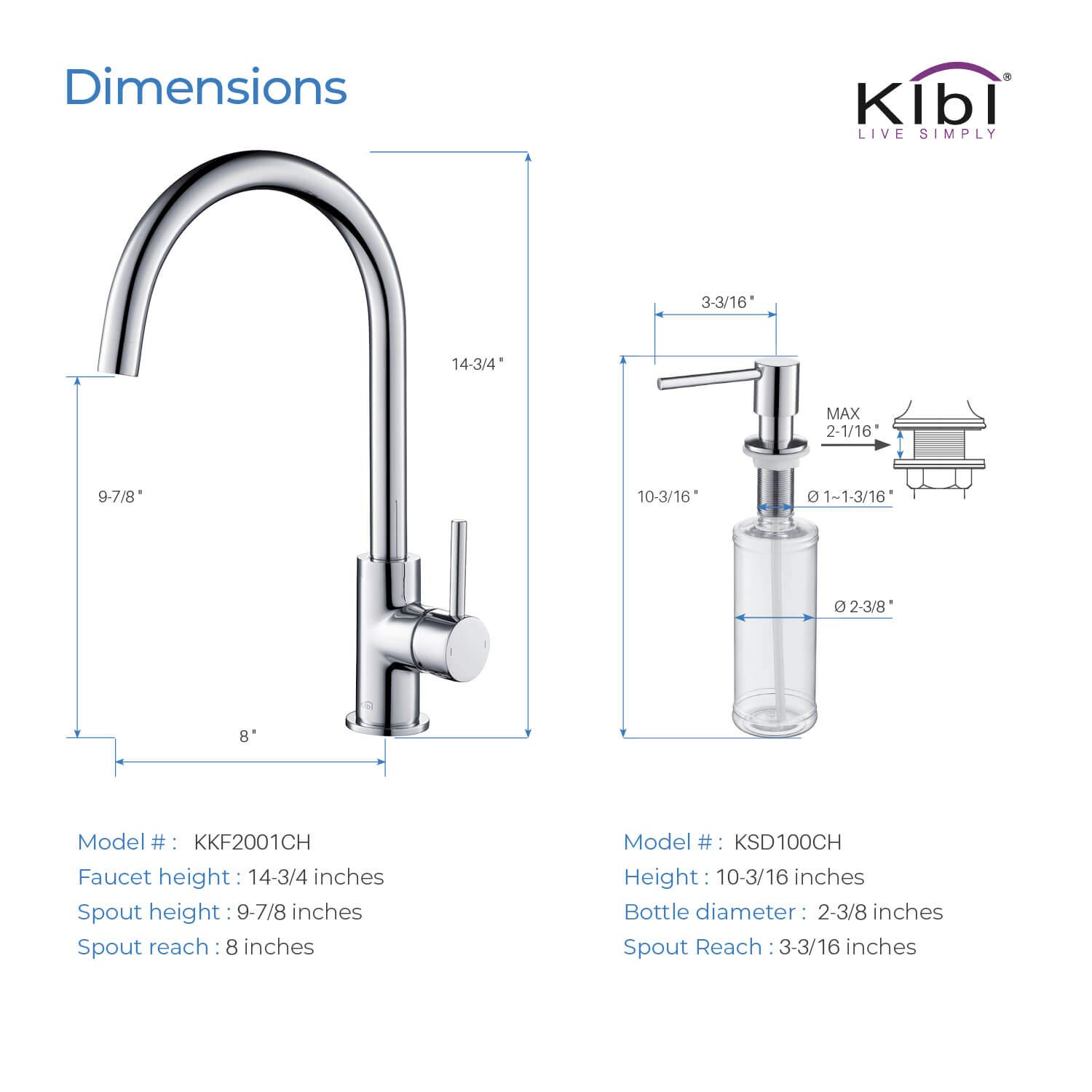 KIBI KKF2001 High Arc Single Hole Kitchen Faucet with 360° Swivel Spout - Chrome Finish, Rust & Corrosion Resistant, Includes Soap Dispenser - Perfect for Modern Kitchens, Bar Sinks & Small Spaces
