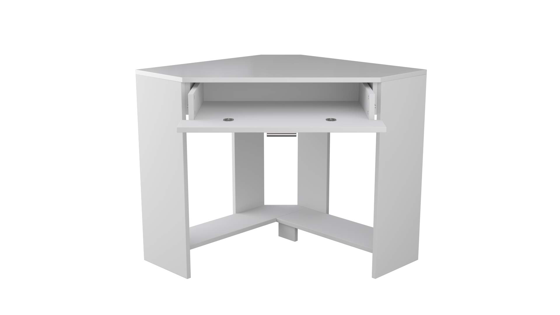 Stylish White Gloss Modern Corner Vanity with Mirror - Perfect for Small Bathrooms & Bedroom Makeup Stations