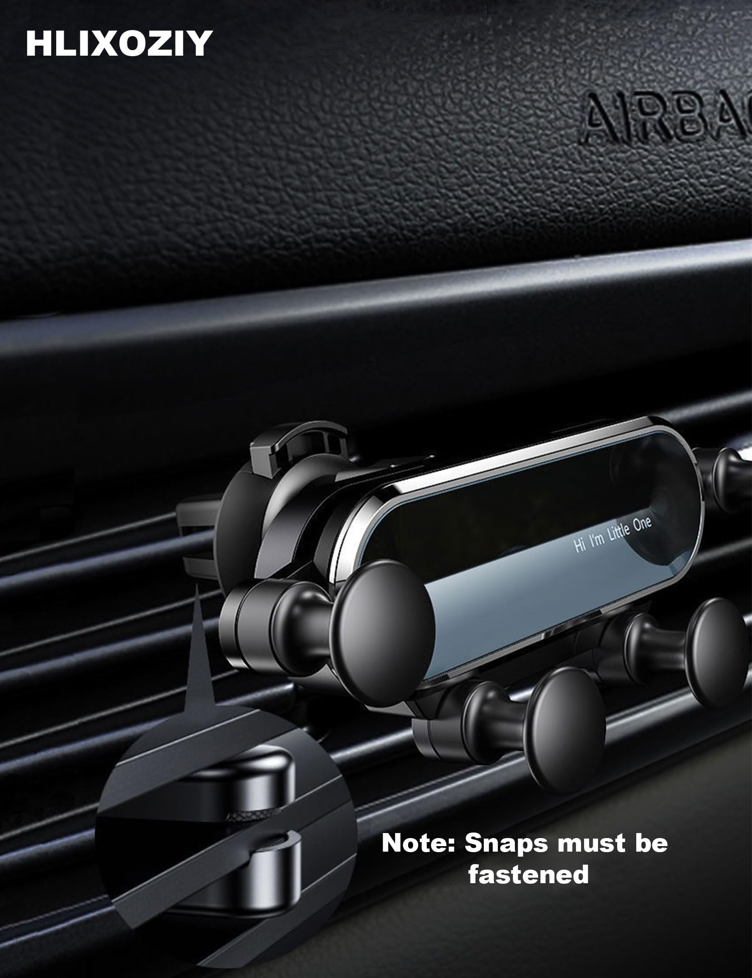 HLIXOZIY Universal Car Phone Holder - Vent Mount for Hands-Free Use, Compatible with iPhone & Android Smartphones - Perfect for Driving, GPS Navigation & Safe Commuting
