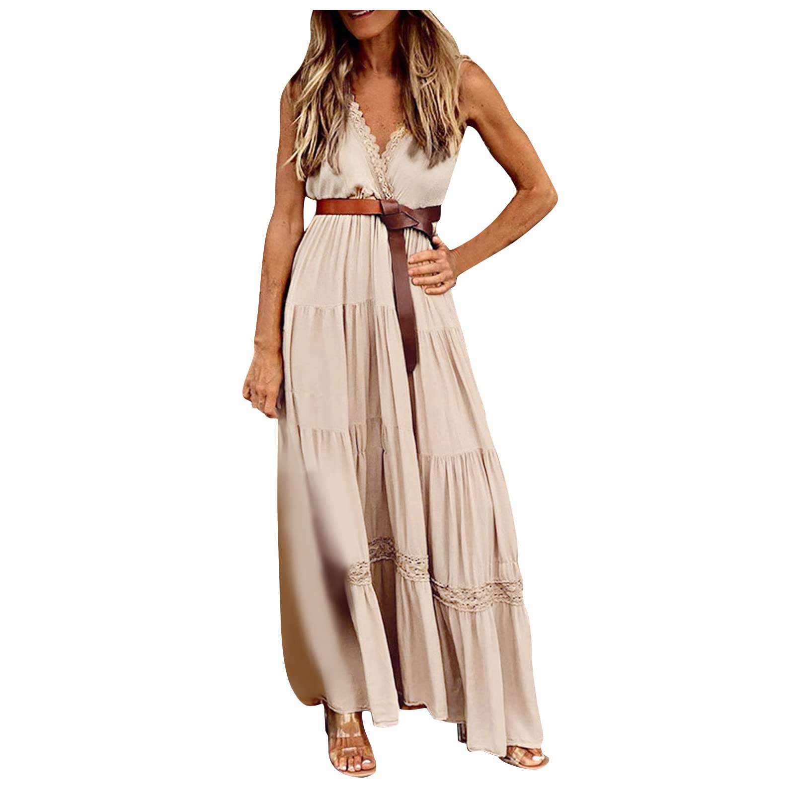 Yoeyez Women's Sexy Off Shoulder Jumpsuit Dress - V Neck Sleeveless Maxi Dress for Wedding Guest, Beach Party & Summer Vacation | Flowy Casual Dress for Women