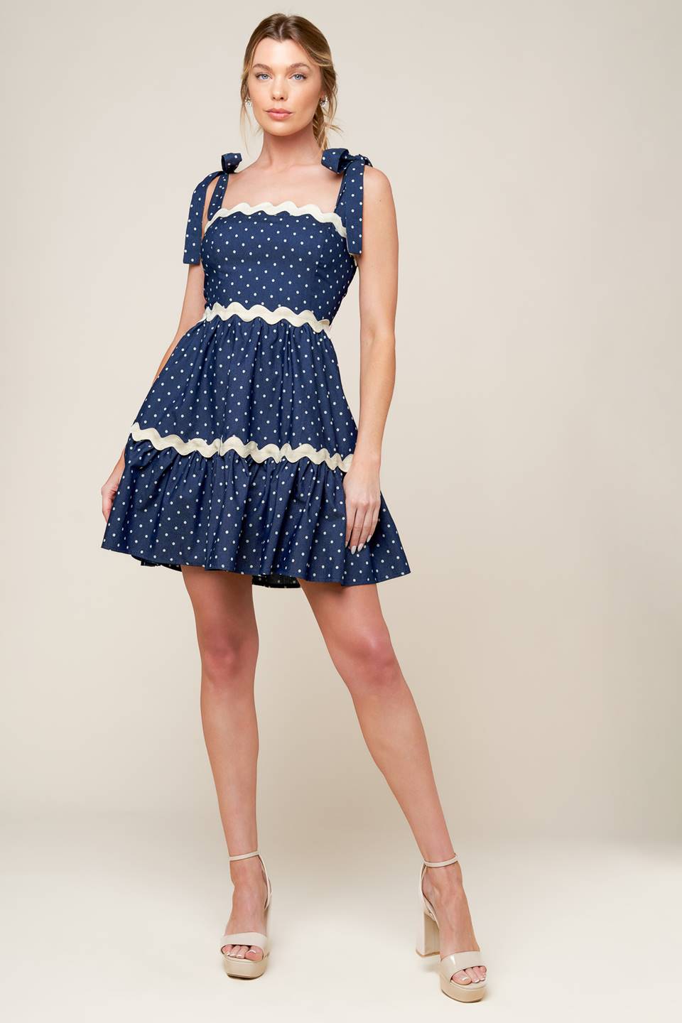 Divinely Dotted Mini Dress in Indigo - Flowy Summer Dress for Women, Perfect for Beach Vacations, Date Nights & Casual Outings