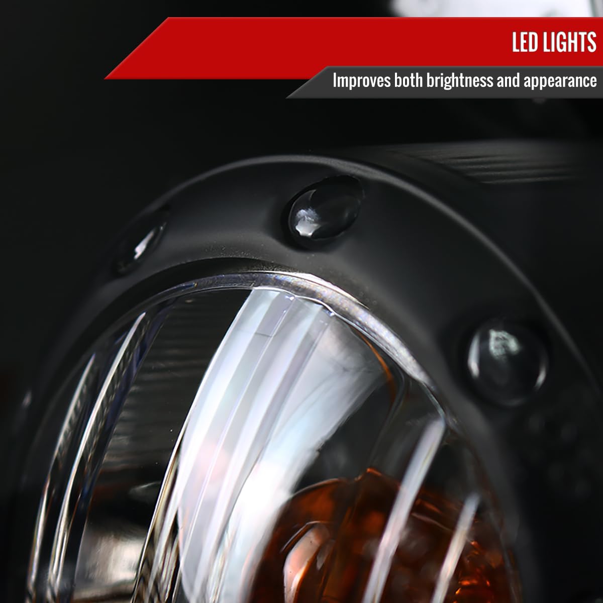 07-15 LED DRL Halo Rim Black Projector Headlights - High Performance Replacement Headlamps Pair for Improved Night Driving & Style Upgrade
