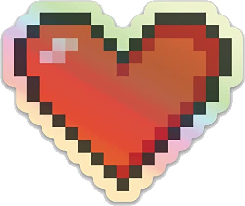 Holographic Heart Pixel Stickers - Cute Unique Funny Decals for Laptops, Water Bottles & DIY Crafts | Peel and Stick Vinyl Decoration for Teens, Kids Room & Party Decor