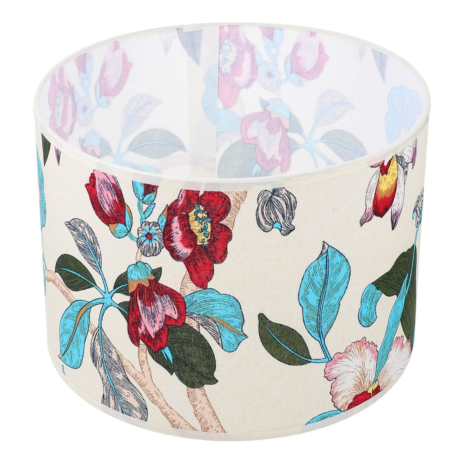 Vibrant Floral Linen Drum Lamp Shade - Medium Size Replacement for Table & Floor Lamps | Boho Home Decor, Living Room Lighting, Bedroom Accent Light