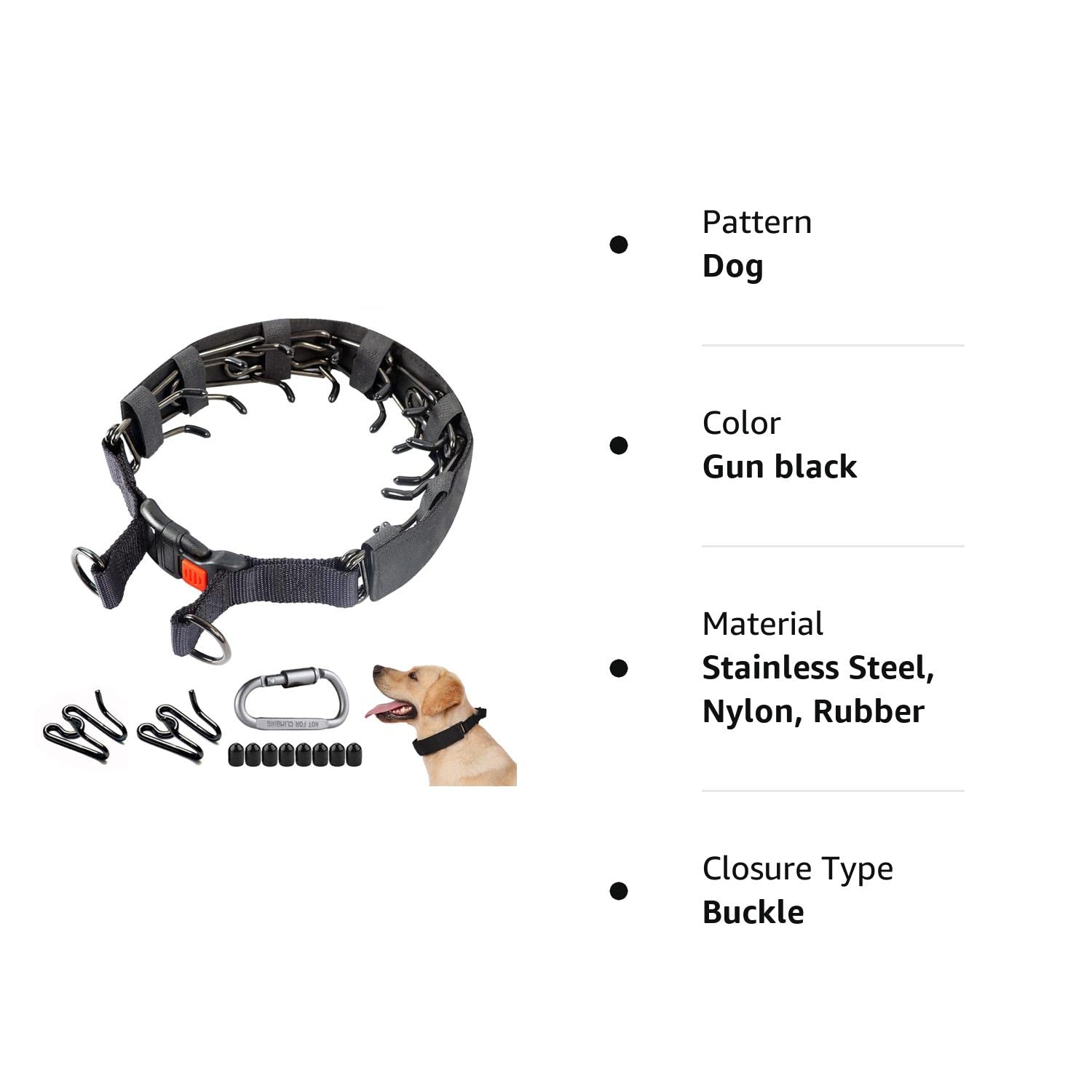 No Pull Dog Prong Collar for Small Medium Large Dogs - Adjustable Pinch Collar with Quick Release Buckle, Safety Clip & Rubber Tips - Training Collar for Walking, Obedience & Behavior Correction (Medium)