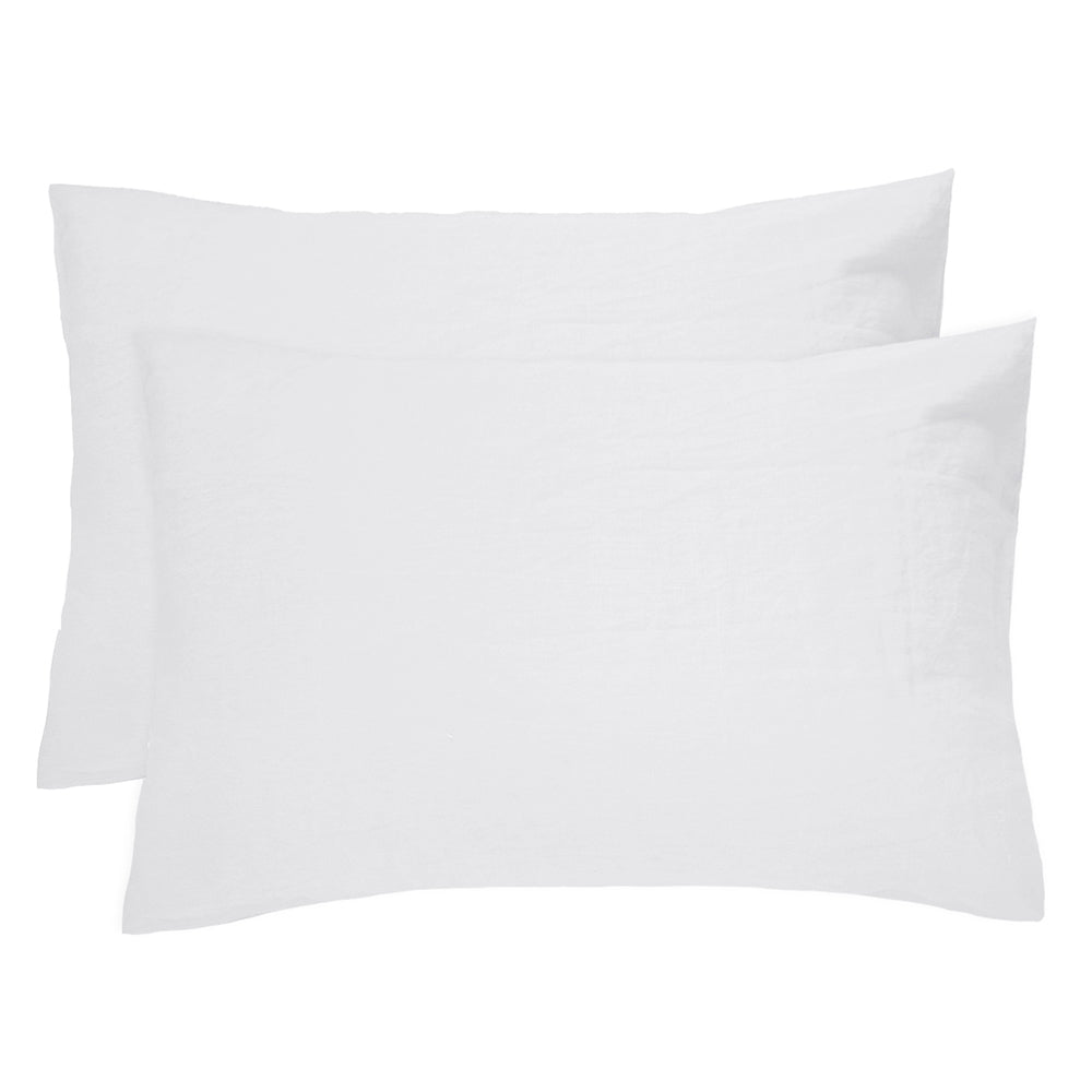 Premium 100% Linen Ivory White Standard Pillowcase Set - 2 Pack | Soft & Breathable Bedding for All Seasons | Perfect for Home, Hotel, and Airbnb Use