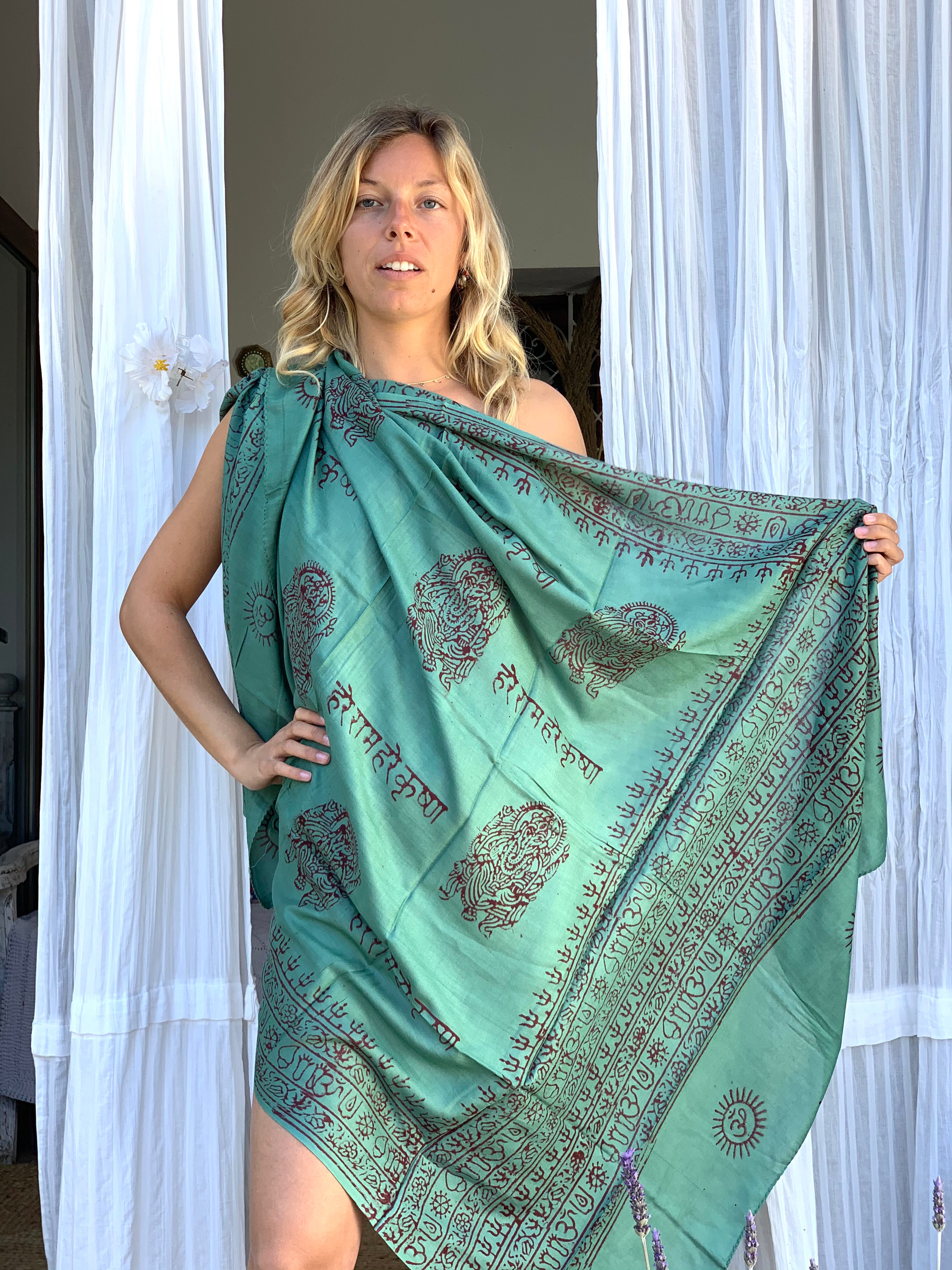 Large Size Om Print Sarong Pareo Shawl - Perfect for Beach, Pool, and Summer Fashion