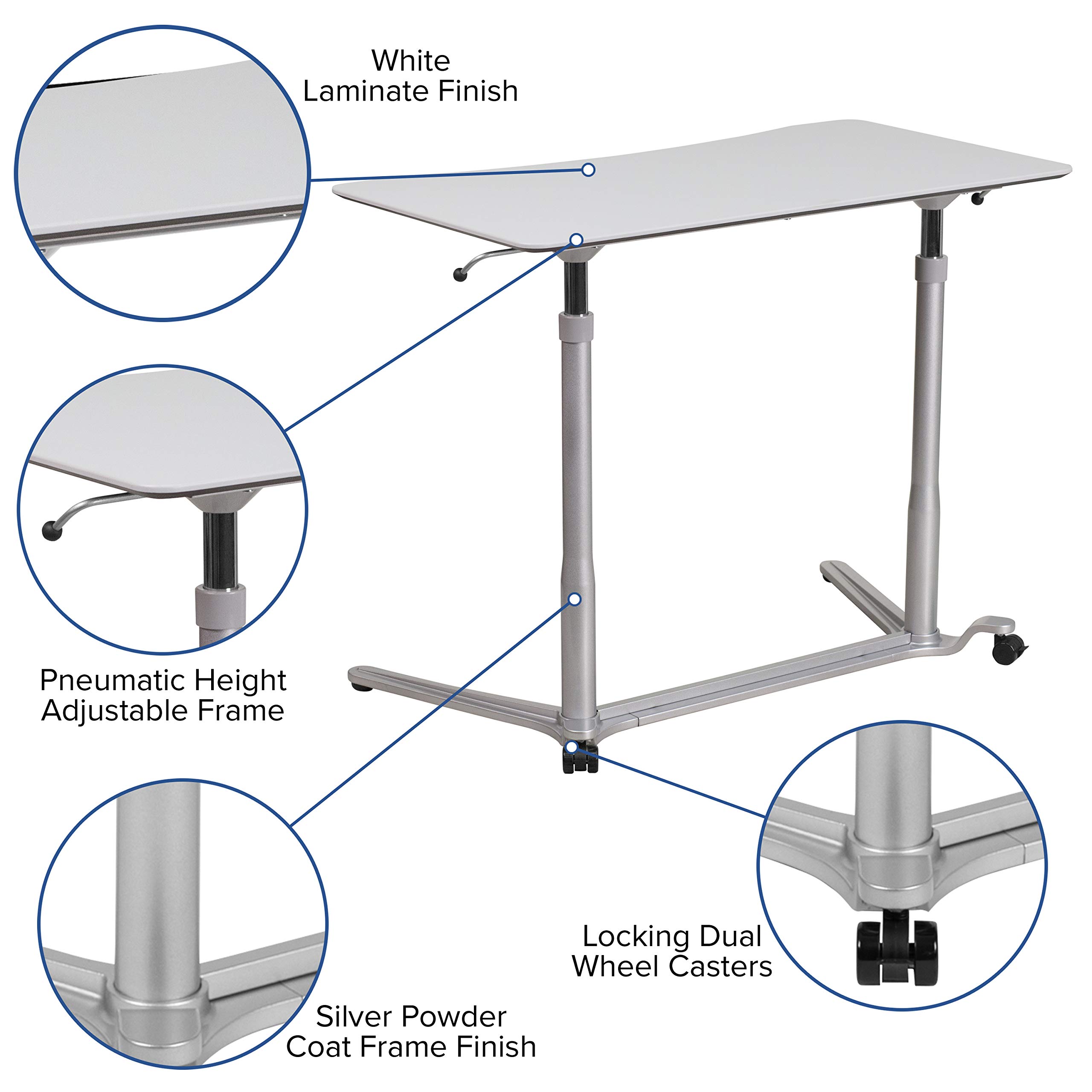 Ergonomic Adjustable Sit Stand Desk - Light Gray Height Adjustable Computer Workstation for Home & Office - Perfect for Remote Work, Gaming & Study