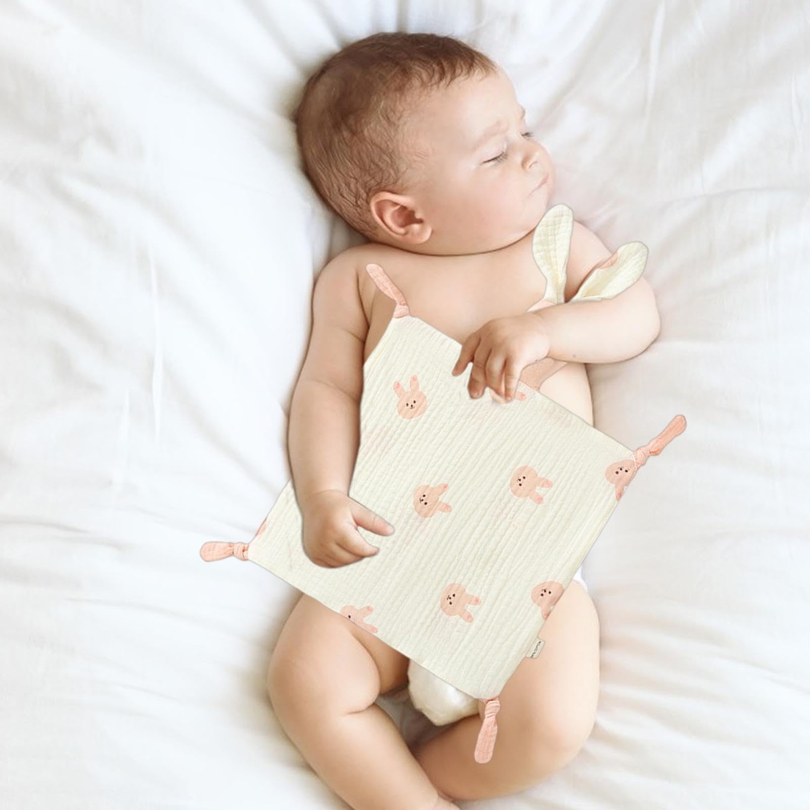 Soft Breathable Rabbit Security Kids Comforter Towel - Cotton Soothing Blanket for Boys & Girls - Perfect for Bedtime, Travel & Daycare Comfort