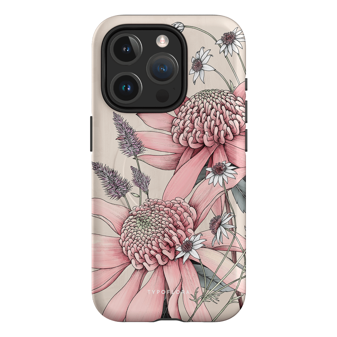 Pink Waratah Flower iPhone Case - Shockproof & Slim Protective Cover for iPhone 12/13/14/15 Pro Max - Perfect for Outdoor Adventures, Travel & Daily Use