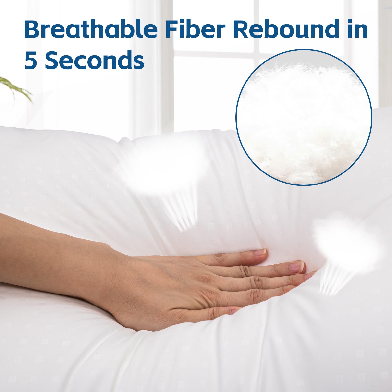 Wansimoo Queen Size Cooling Pillows Set of 4 - Hotel Quality Soft & Supportive Pillows for Back, Stomach & Side Sleepers - Breathable & Comfortable for All Night Sleep - Perfect for Bedroom, Guest Room & Travel Use