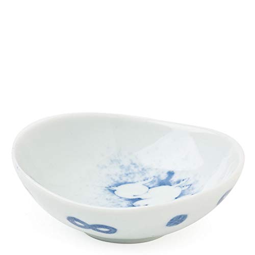 4-Piece Blue and White Japanese Moon Rabbit Ceramic Sauce Dishes Set - Perfect for Sushi, Soy Sauce, Dipping & Asian Dining Decor