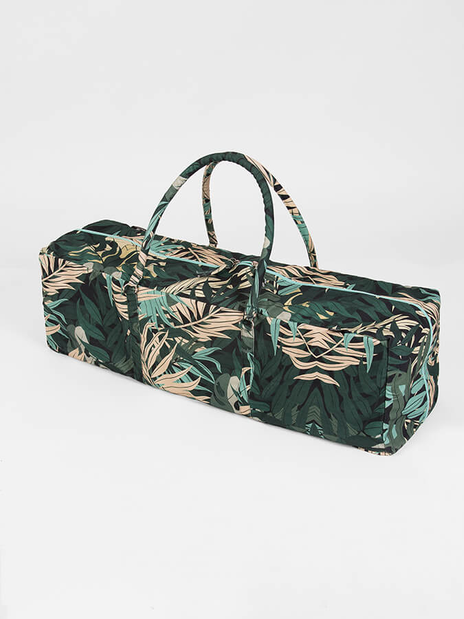GOTS Certified Organic Cotton Yoga Equipment Kit Bag with Floral Design - Perfect for Yoga Studios, Home Practice & Travel