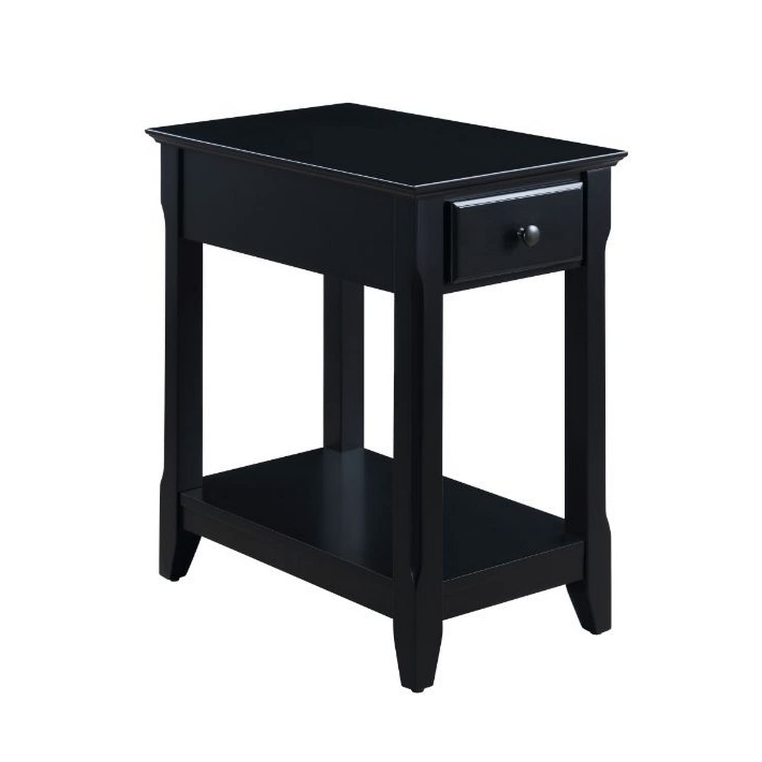 Benjara Black Accent Table with 1 Drawer & Bottom Shelf - Stylish Side Table for Living Room, Bedroom or Office Decor
