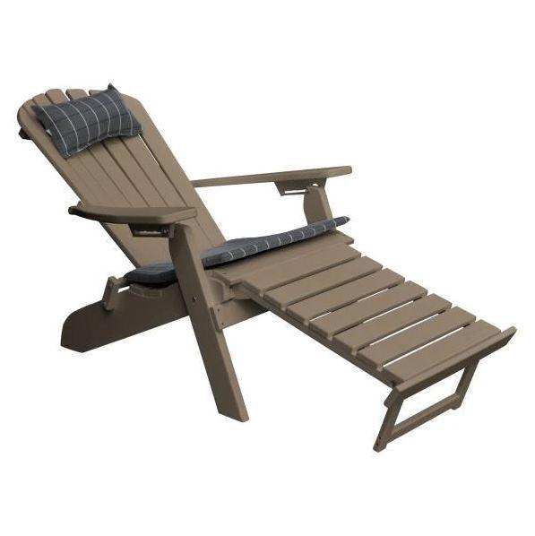 A&L Furniture Poly Folding Reclining Adirondack Chair with Pullout Ottoman - Outdoor Patio, Poolside, Garden, and Deck Relaxation Chair