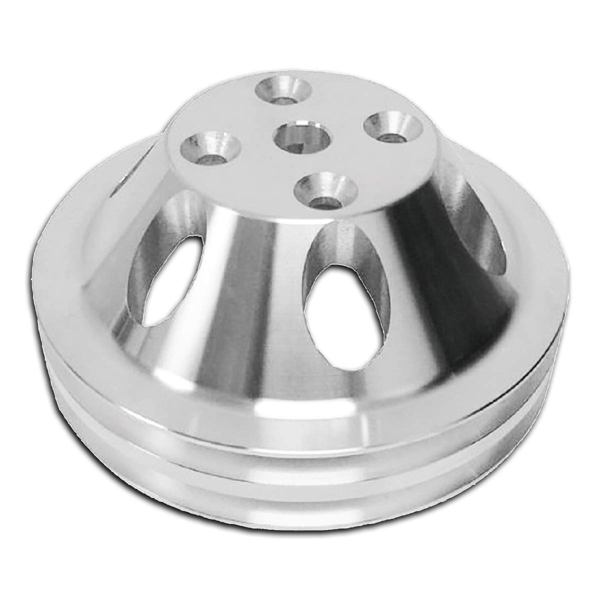 High-Performance Machined Aluminum Water Pump Pulley 2 Groove for Chevy Small Block Engines - Compatible with Chevy SB Models - Perfect for Engine Upgrades & Performance Tuning
