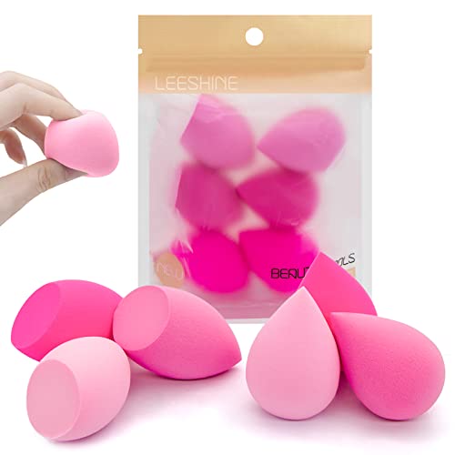 6 Pcs Soft Makeup Blender Sponges Set - Beauty Blending Sponge for Foundation, Cream & Powder (Multi-Pink) | Perfect for Liquid, Cream & Powder Makeup Application
