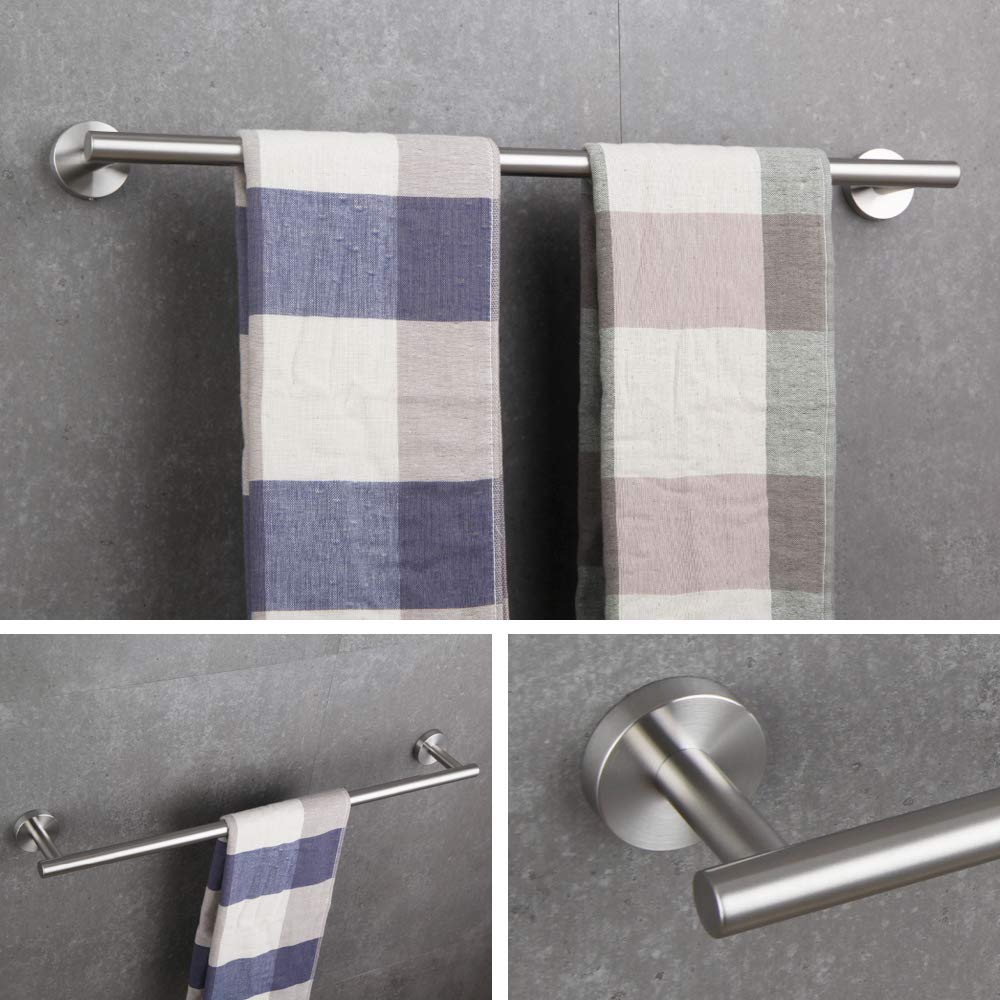BEIGEEWY 24-Inch Stainless Steel Towel Bar - SUS 304 Brushed Nickel Bathroom Towel Holder - Modern Wall Mounted Towel Rack for Bath, Kitchen & Spa - Durable & Rustproof Bath Accessories