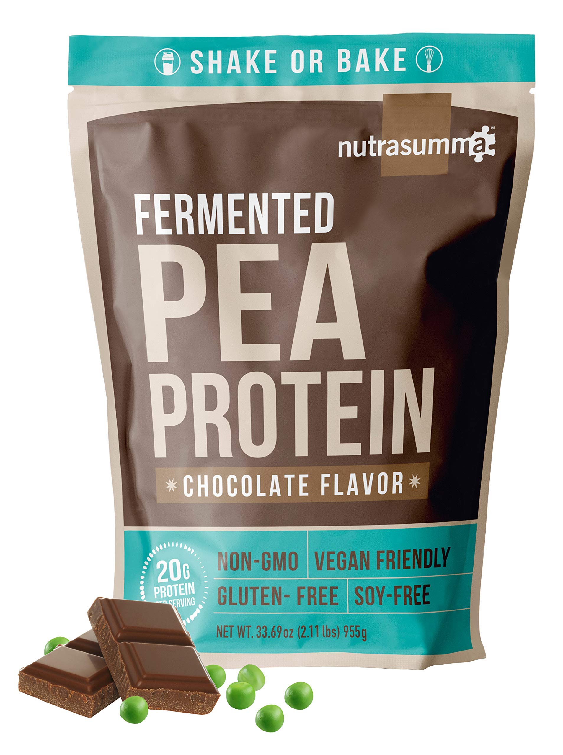 2.11 LB Fermented Chocolate Pea Protein Powder - 100% Plant-Based Protein, Non-GMO, Gluten Free, Vegan - Sourced from North American Peas - Perfect for Post-Workout Recovery, Smoothies & Baking