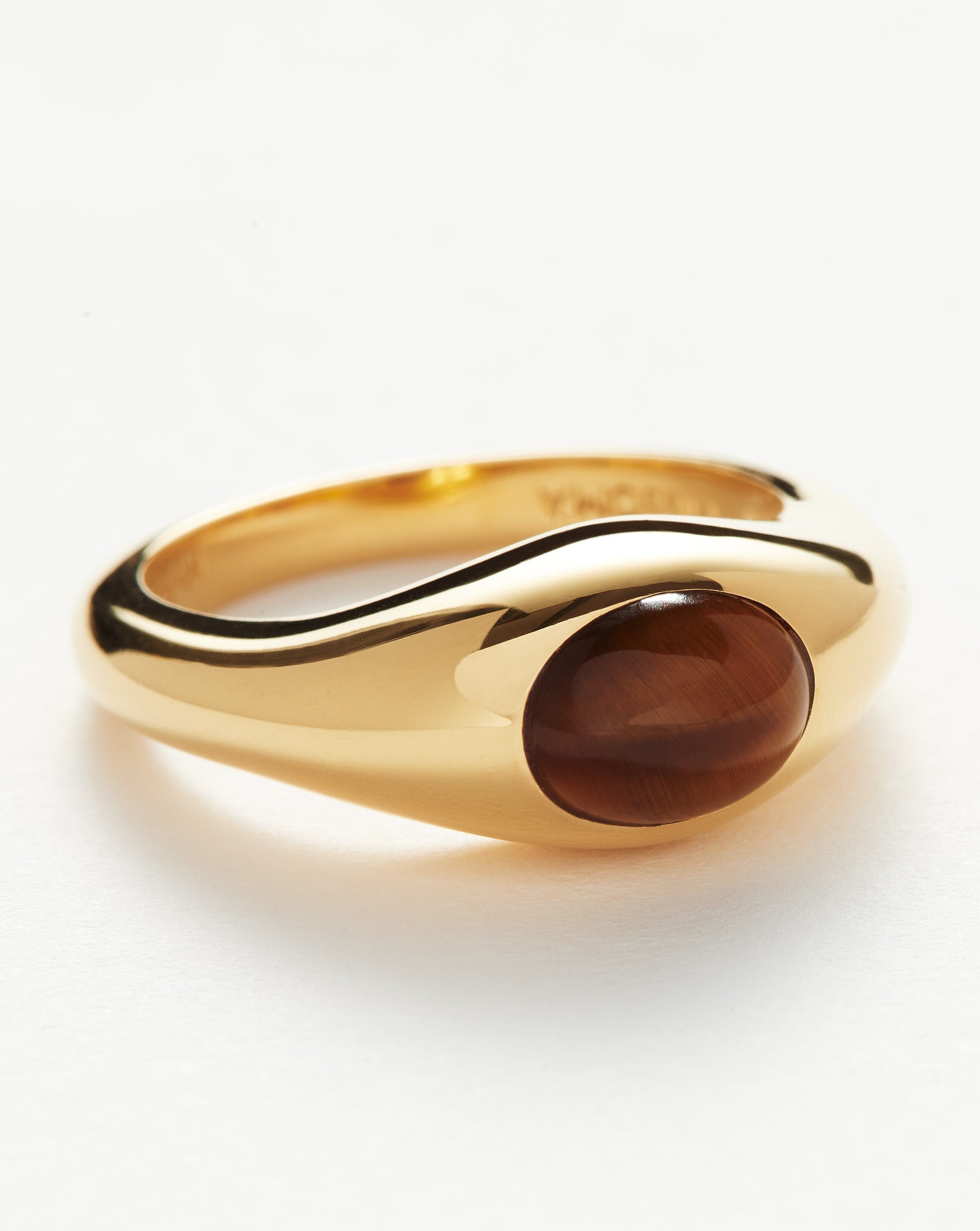 Sculptural Gemstone Stacking Ring - 18k Gold Vermeil & Tiger's Eye | Handmade Boho Jewelry for Women | Perfect for Layering, Everyday Wear & Special Occasions
