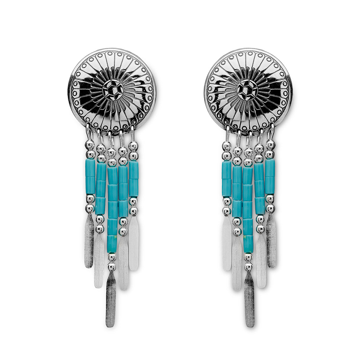Authentic Native American Concho Style Earrings for Women - Handmade Silver Tribal Jewelry for Boho, Festival & Everyday Wear