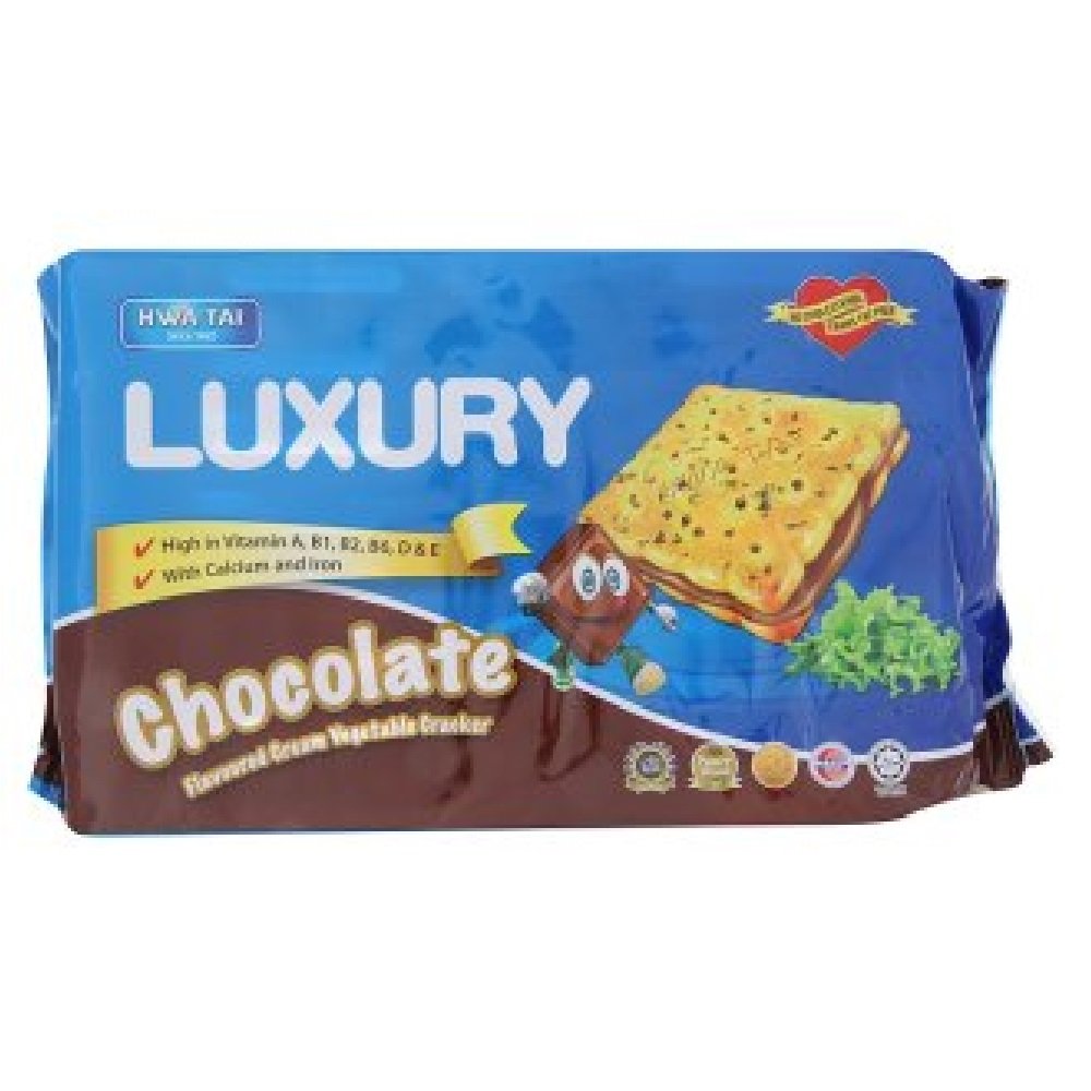 Hwa Tai Luxury Sandwich Crackers 13pcs x 20g - Chocolate Cream & Vegetable Flavor (12 Pack) | Perfect for Snacking, Office Treats & Party Platters