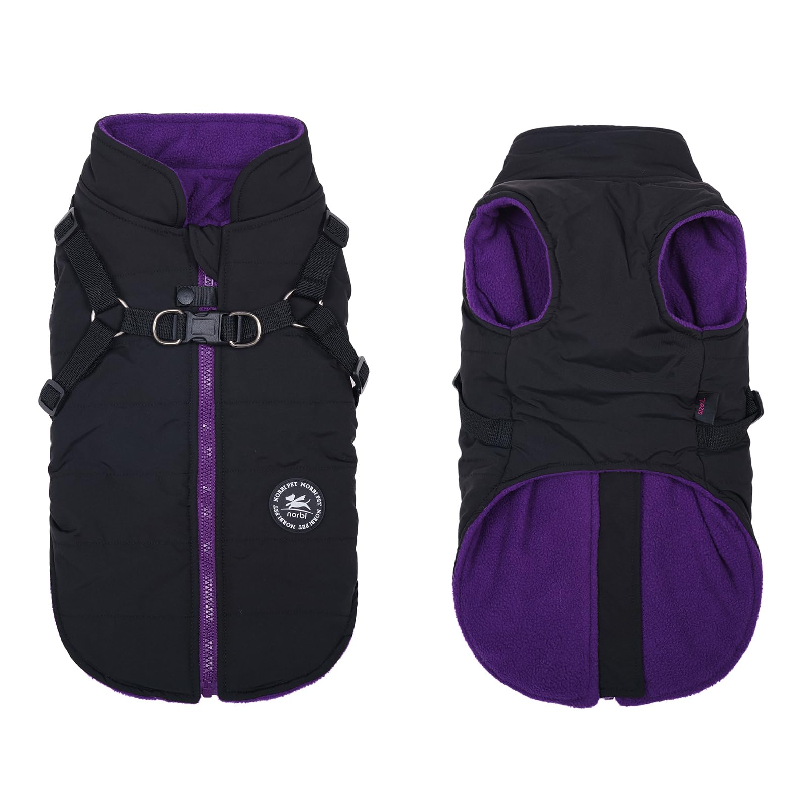 Norbi Dog Winter Coat with Built-in Harness - Adjustable Warm Dog Jacket for Small, Medium & Large Dogs | Cold Weather Protection for Outdoor Walks & Adventures
