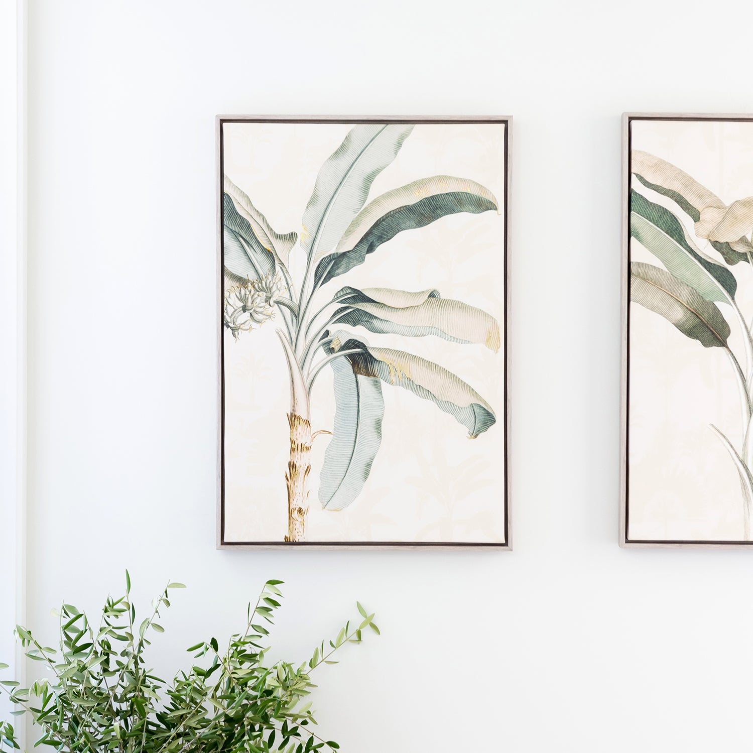 Exotic Left Palm Framed Canvas Wall Art - 94x64 Inches Tropical Beach Decor for Living Room, Bedroom & Office