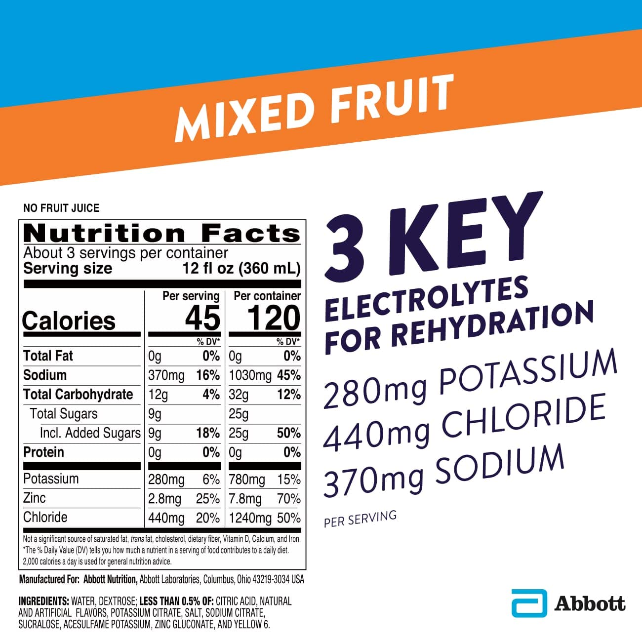 Pedialyte Mixed Fruit Electrolyte Solution for Kids & Adults - 33.8 Fl Oz Hydration Drink - Replenish Electrolytes After Exercise, Illness or Dehydration - Perfect for Sports, Travel & Recovery