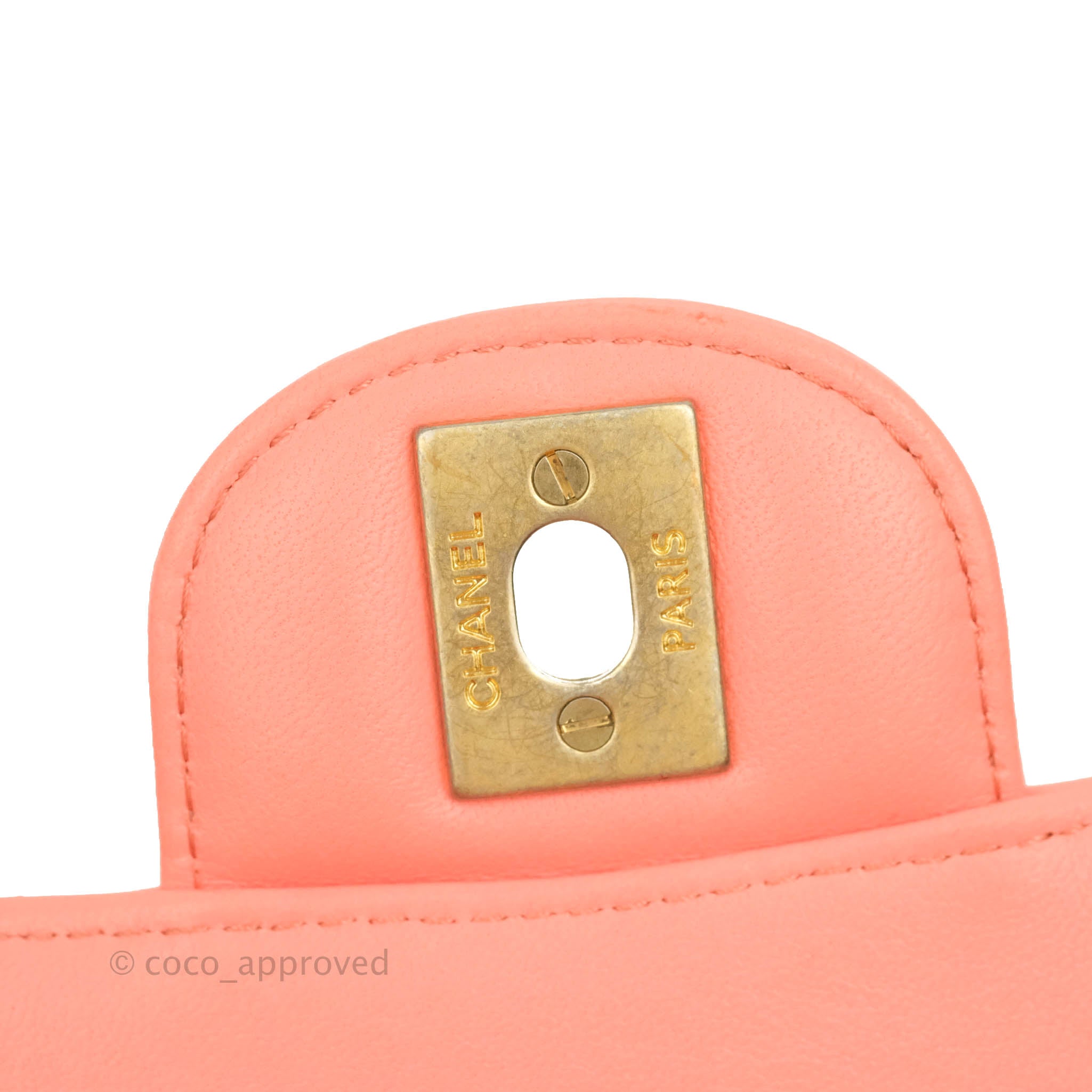Chanel Classic M/L Medium Chevron Double Flap Bag in Coral Pink Lambskin with Aged Gold Hardware - Luxury Shoulder Bag for Women, Perfect for Parties, Weddings & Special Occasions