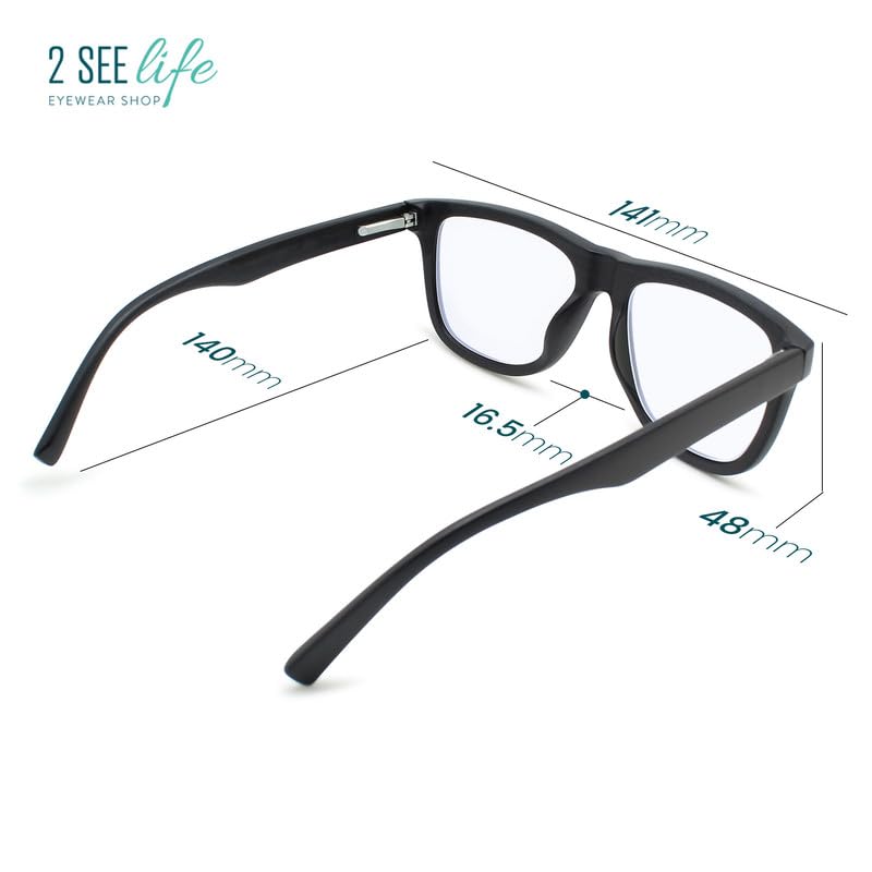 TR90 Black Blue Light Blocking Reading Glasses for Men - Trendy Large Thick Frame Computer Readers - Flexible Fit for All Face Shapes - Anti-Fatigue Blue Blocker Glasses 2.0 - Perfect for Office Work, Gaming & Screen Time