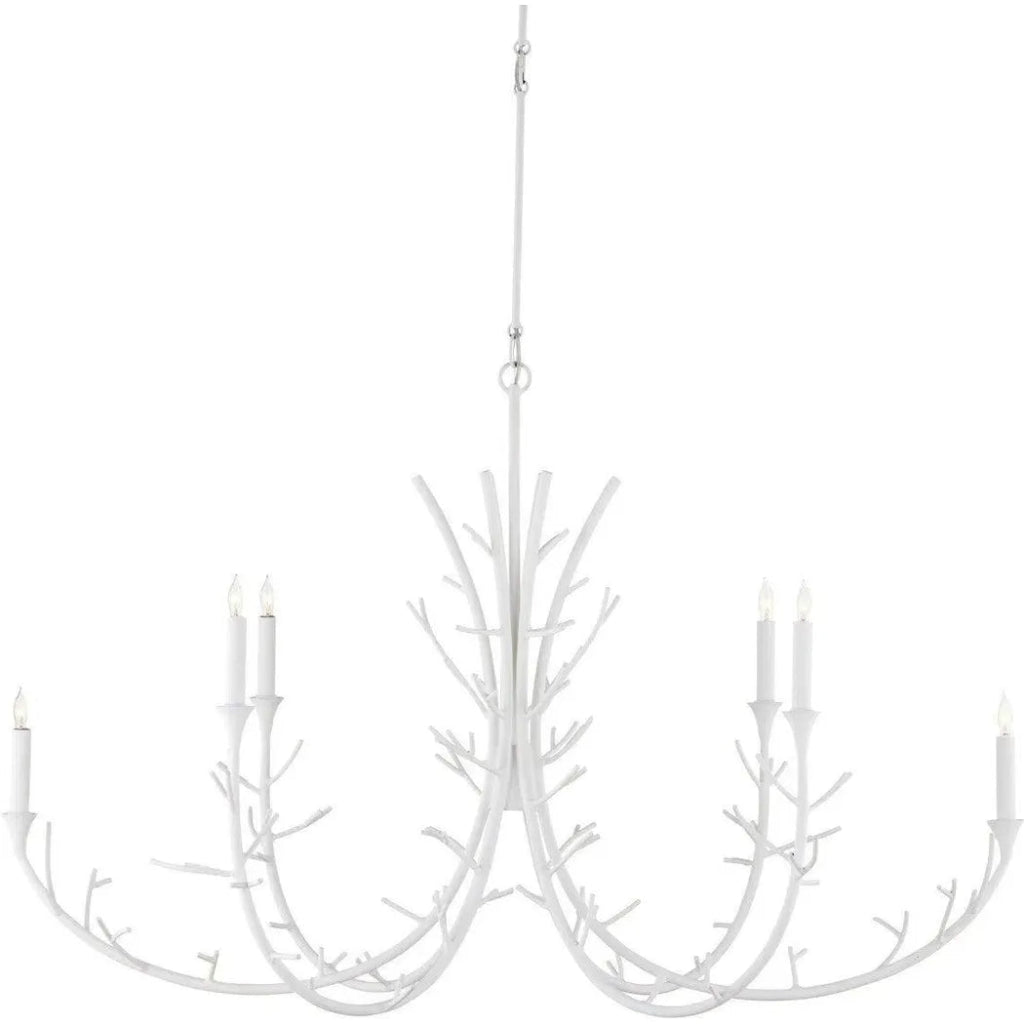 30 Inch Twiggy Oval Iron White Chandelier - Elegant Farmhouse Lighting for Dining Room, Bedroom, or Entryway