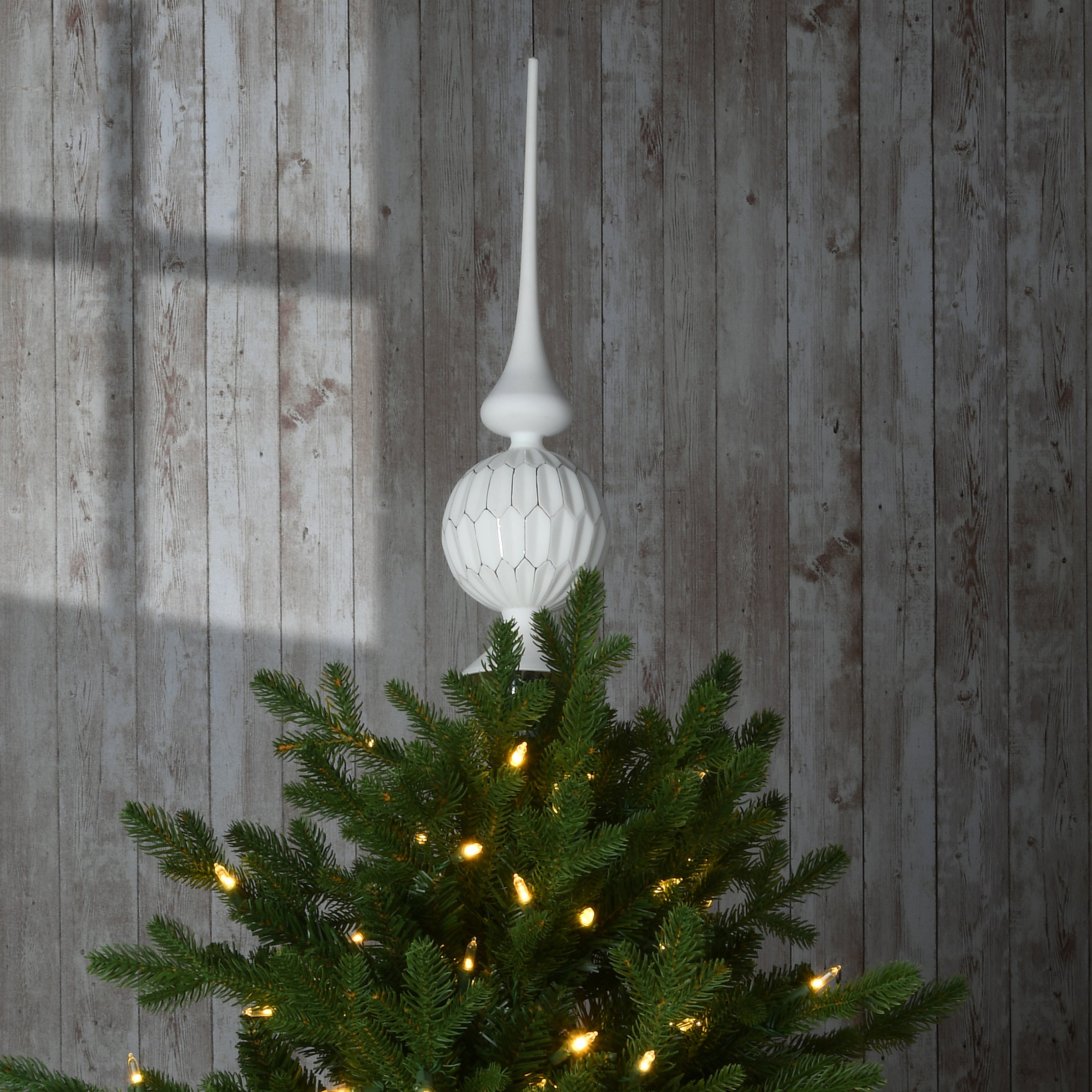 15 Inch White Glass Christmas Tree Topper Star - Elegant Holiday Decor for Xmas Tree, Home, Party & Festive Celebrations