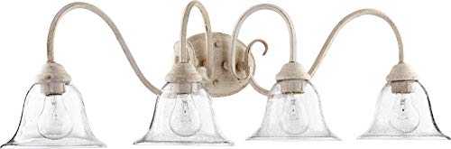 Quorum 5110-4-170 White Transitional 4-Light Bathroom Vanity Light Fixture - Spencer Collection - Perfect for Modern Bathrooms & Powder Rooms