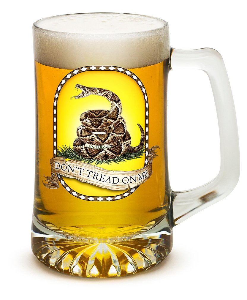 US Marine Corps Tankard Beer Mug with Handle - Patriotic Don't Tread On Me Design - 12-Piece Set (25oz) - Perfect for Military Gifts, Home Bars, and Patriotic Parties